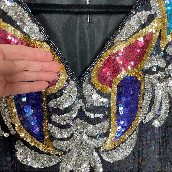 Jewel Queen Silk Sequin Dress Women Y2K Hollywood Regency fairycore whimsygoth - Picture 3 of 12